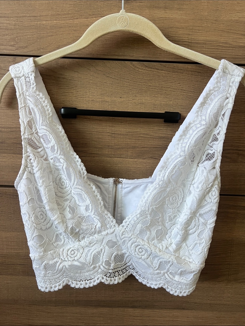 bebe White Lace Crop Top Bralette